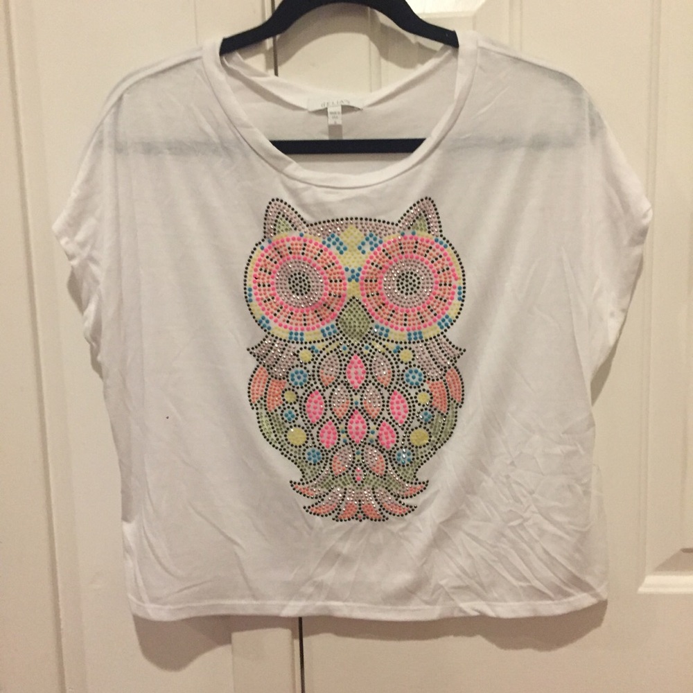 Delia's rhinestone studded owl graphic t shirt